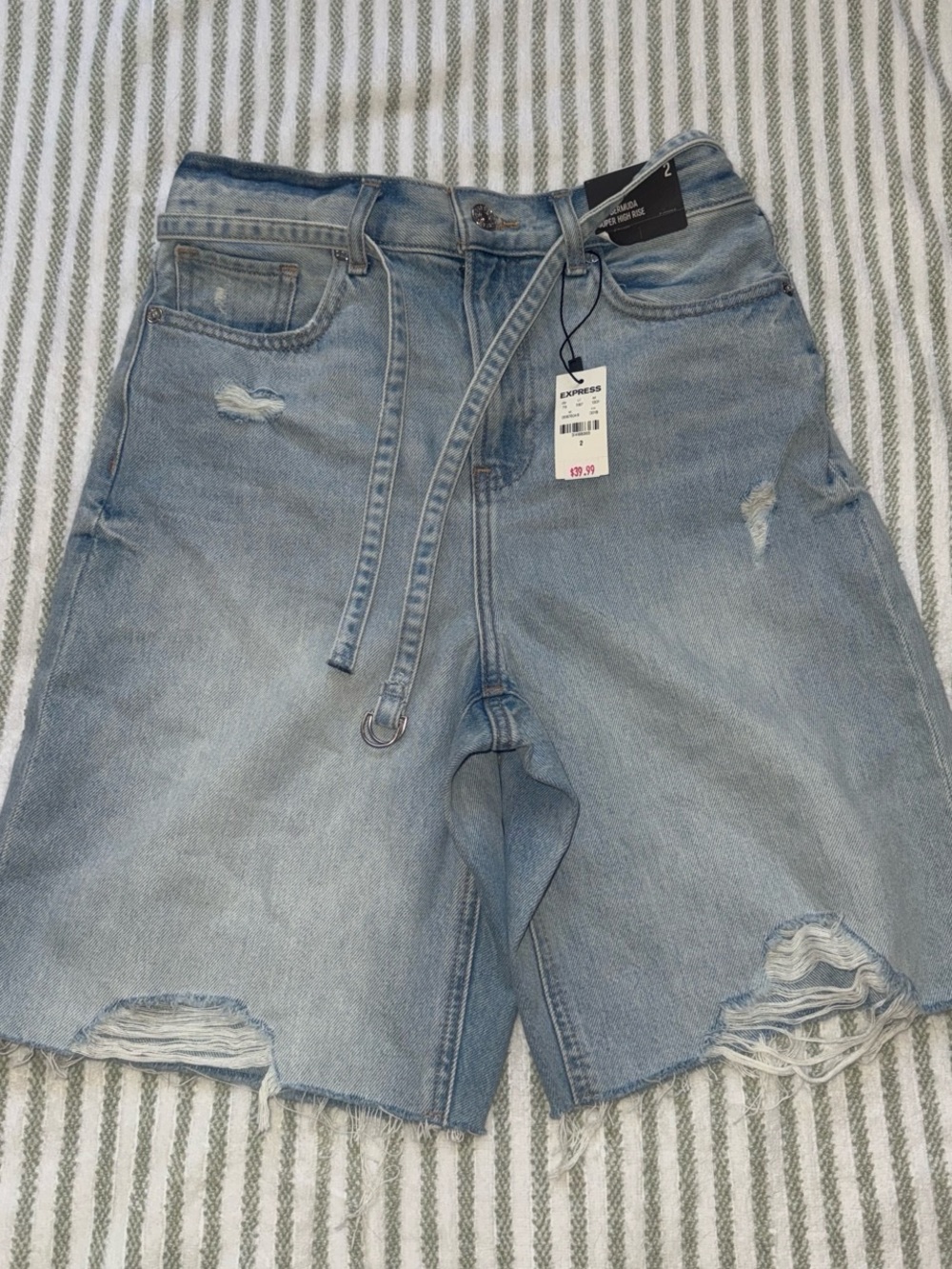 Express Light Blue Distressed Denim Shorts / Jorts